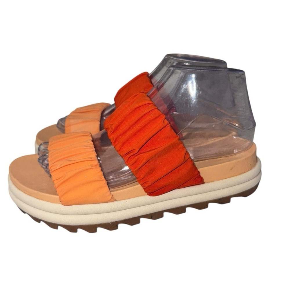 Sorel Women’s Sport Sandals Slides Orange Ruched Lug Sole Size 8 resortwear - Picture 3 of 9